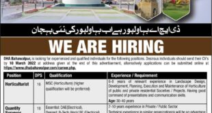 Defense Housing Authority (DHA) Latest Job Vacancies in Bahawalpur